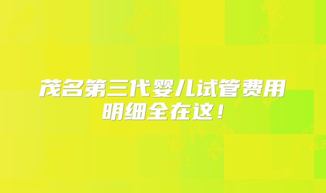 茂名第三代婴儿试管费用明细全在这！