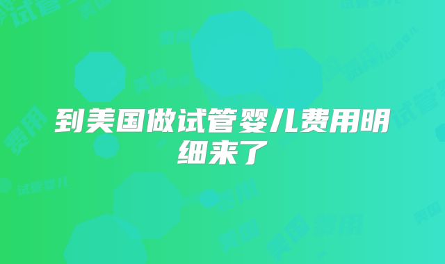 到美国做试管婴儿费用明细来了