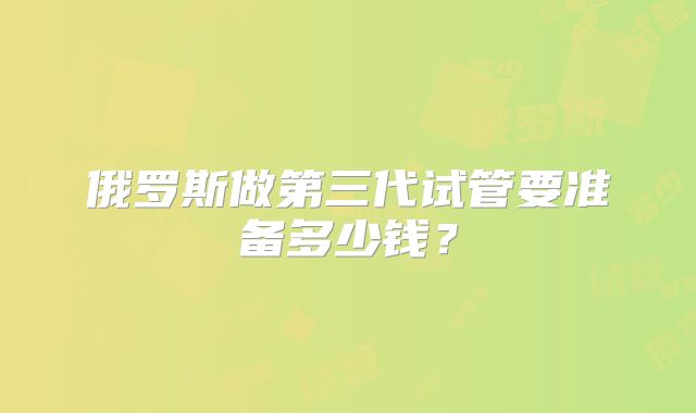 俄罗斯做第三代试管要准备多少钱?