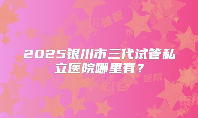 2025银川市三代试管私立医院哪里有？