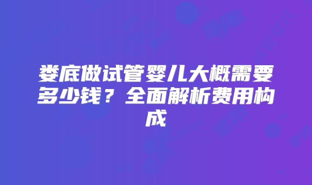娄底做试管婴儿大概需要多少钱？全面解析费用构成