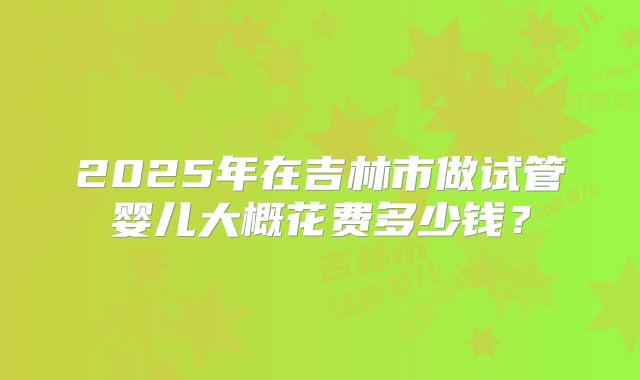 2025年在吉林市做试管婴儿大概花费多少钱?
