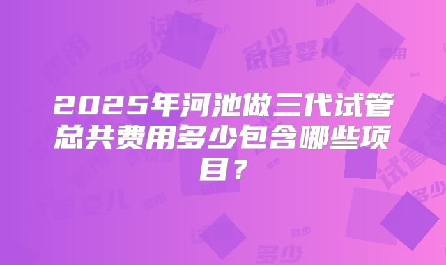 2025年河池做三代试管总共费用多少包含哪些项目?