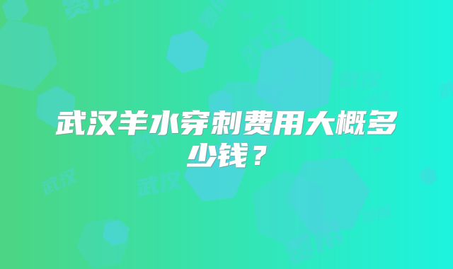 武汉羊水穿刺费用大概多少钱？