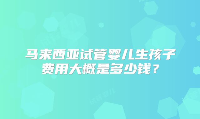 马来西亚试管婴儿生孩子费用大概是多少钱?