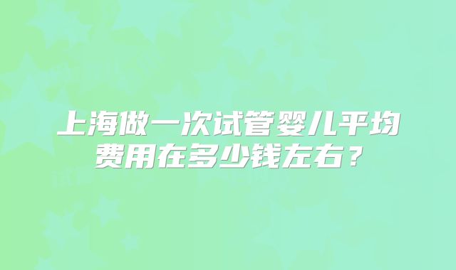 上海做一次试管婴儿平均费用在多少钱左右?
