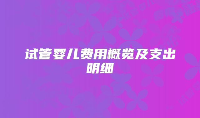 试管婴儿费用概览及支出明细