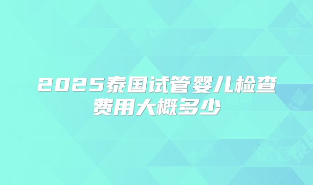 2025泰国试管婴儿检查费用大概多少