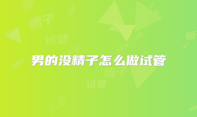 男的没精子怎么做试管