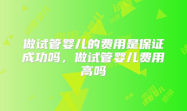 做试管婴儿的费用是保证成功吗，做试管婴儿费用高吗