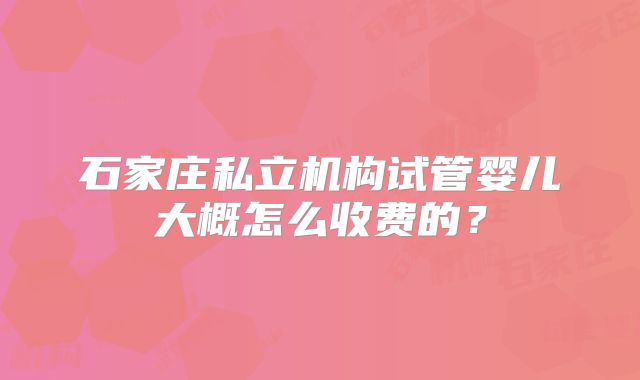 石家庄私立机构试管婴儿大概怎么收费的？