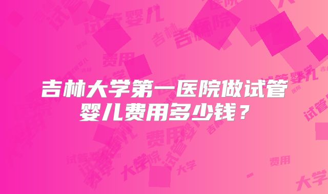 吉林大学第一医院做试管婴儿费用多少钱？