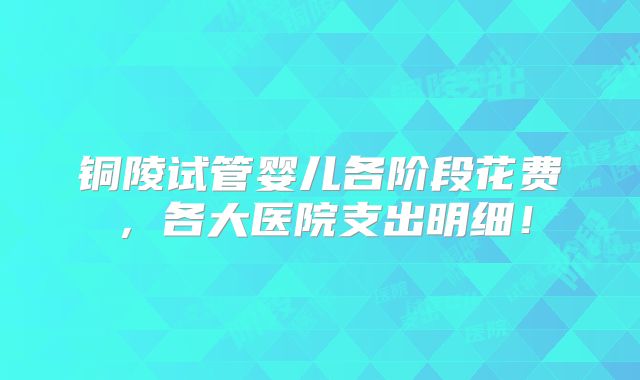 铜陵试管婴儿各阶段花费，各大医院支出明细！