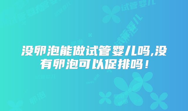没卵泡能做试管婴儿吗,没有卵泡可以促排吗！