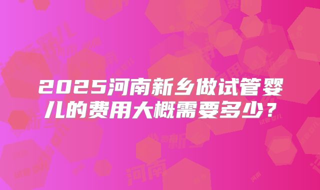 2025河南新乡做试管婴儿的费用大概需要多少?