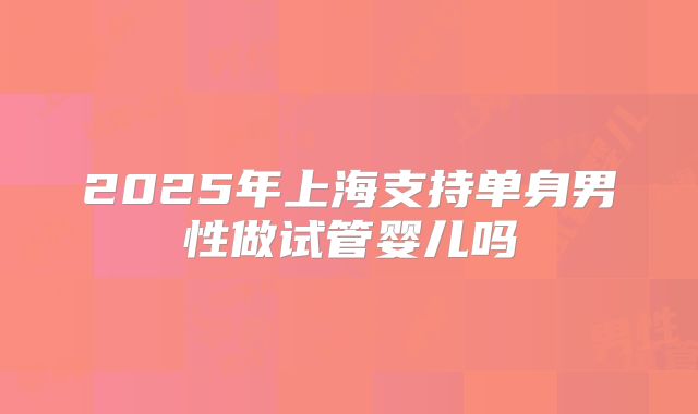 2025年上海支持单身男性做试管婴儿吗