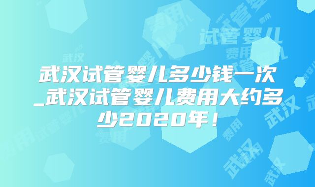 武汉试管婴儿多少钱一次_武汉试管婴儿费用大约多少2020年!