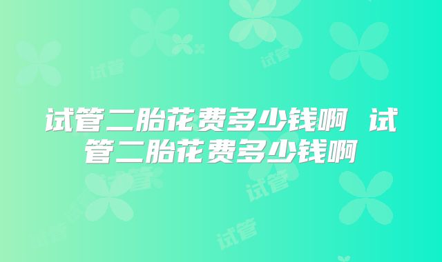 试管二胎花费多少钱啊 试管二胎花费多少钱啊
