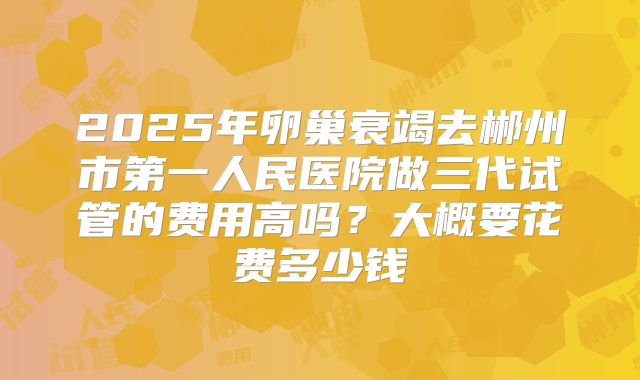 2025年卵巢衰竭去郴州市第一人民医院做三代试管的费用高吗?大概要花费多少钱