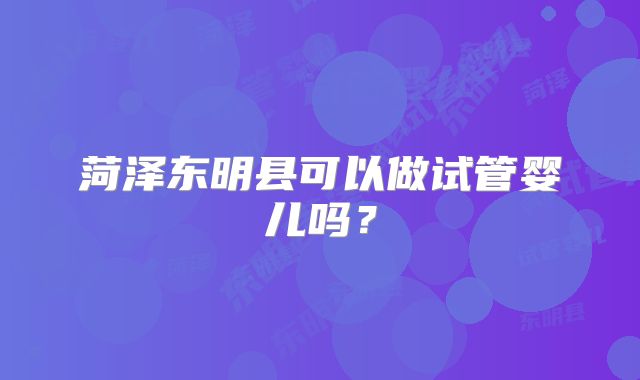菏泽东明县可以做试管婴儿吗?