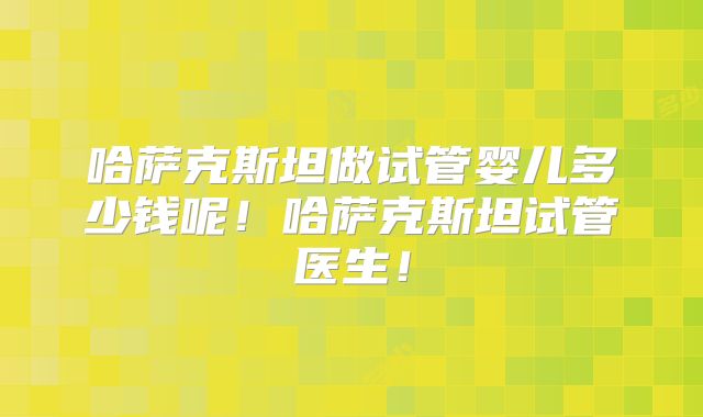 哈萨克斯坦做试管婴儿多少钱呢！哈萨克斯坦试管医生！