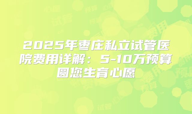 2025年枣庄私立试管医院费用详解：5-10万预算圆您生育心愿