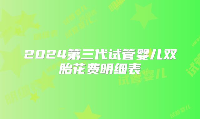 2024第三代试管婴儿双胎花费明细表