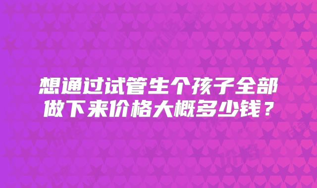想通过试管生个孩子全部做下来价格大概多少钱？