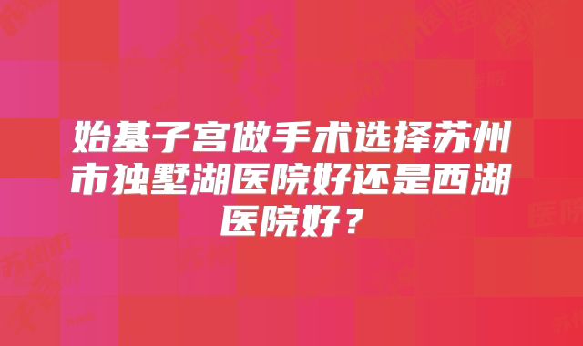 始基子宫做手术选择苏州市独墅湖医院好还是西湖医院好?