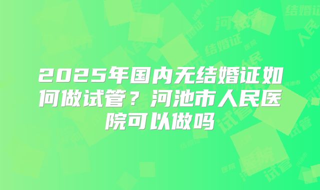2025年国内无结婚证如何做试管？河池市人民医院可以做吗