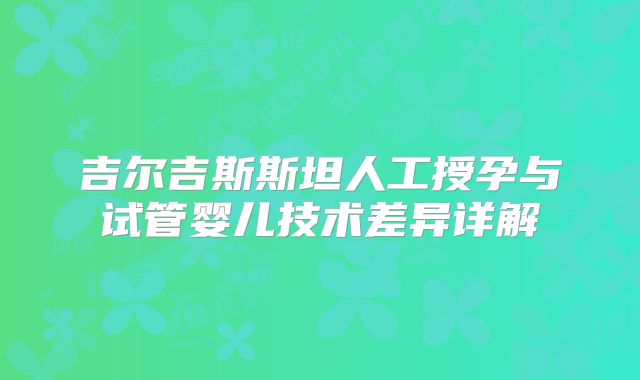 吉尔吉斯斯坦人工授孕与试管婴儿技术差异详解