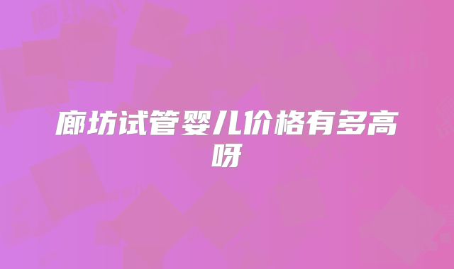 廊坊试管婴儿价格有多高呀