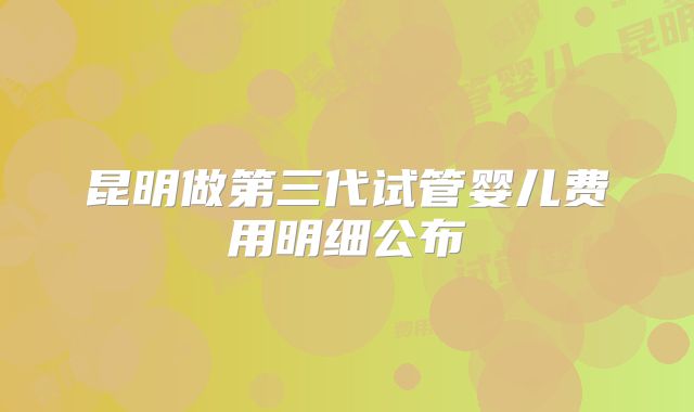 昆明做第三代试管婴儿费用明细公布