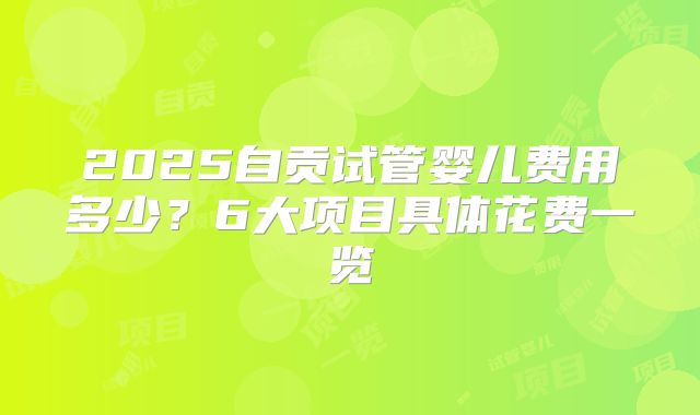 2025自贡试管婴儿费用多少？6大项目具体花费一览