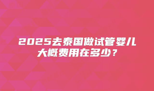 2025去泰国做试管婴儿大概费用在多少？