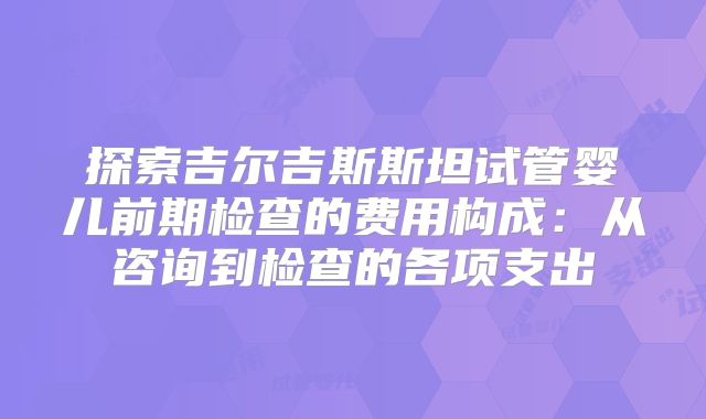 探索吉尔吉斯斯坦试管婴儿前期检查的费用构成：从咨询到检查的各项支出