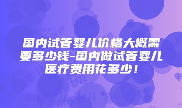 国内试管婴儿价格大概需要多少钱-国内做试管婴儿医疗费用花多少!