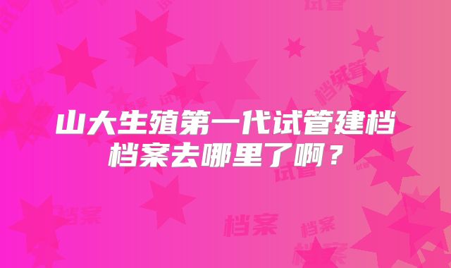 山大生殖第一代试管建档档案去哪里了啊？
