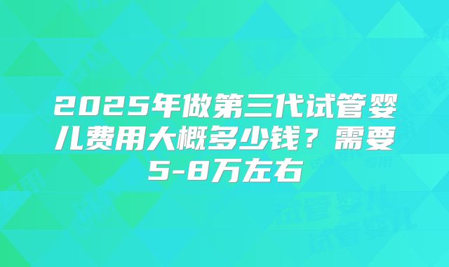 2025年做第三代试管婴儿费用大概多少钱?需要5-8万左右