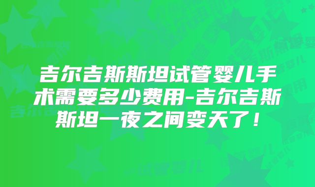 吉尔吉斯斯坦试管婴儿手术需要多少费用-吉尔吉斯斯坦一夜之间变天了！