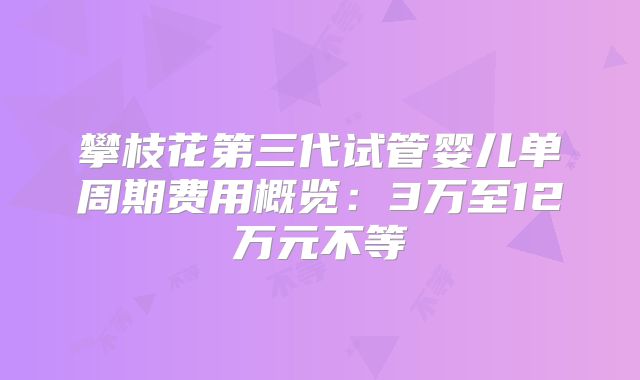 攀枝花第三代试管婴儿单周期费用概览：3万至12万元不等