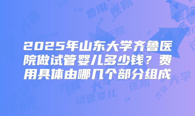 2025年山东大学齐鲁医院做试管婴儿多少钱?费用具体由哪几个部分组成