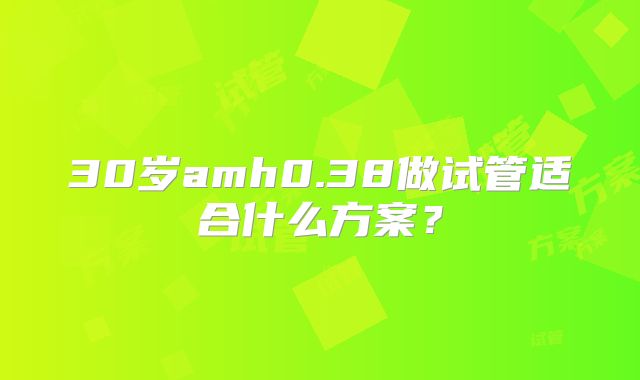 30岁amh0.38做试管适合什么方案？