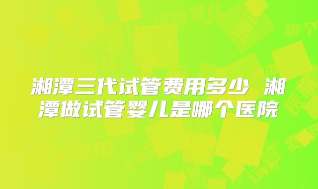 湘潭三代试管费用多少 湘潭做试管婴儿是哪个医院