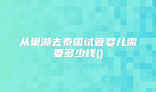 从巢湖去泰国试管婴儿需要多少钱()