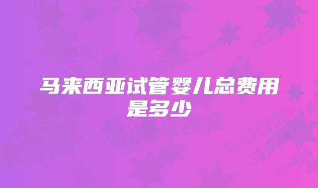 马来西亚试管婴儿总费用是多少