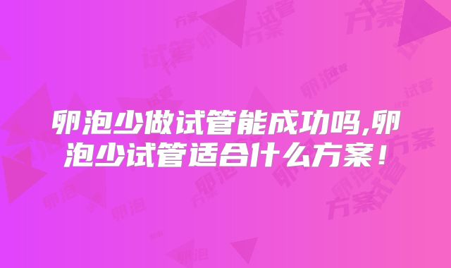卵泡少做试管能成功吗,卵泡少试管适合什么方案!
