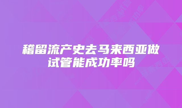 稽留流产史去马来西亚做试管能成功率吗