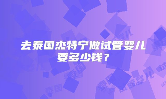 去泰国杰特宁做试管婴儿要多少钱?