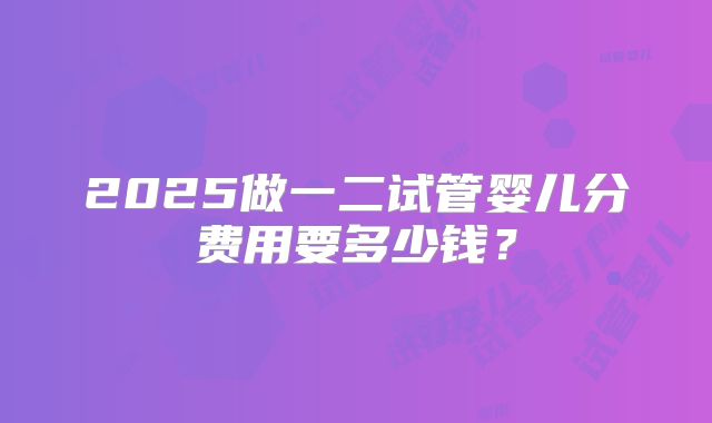2025做一二试管婴儿分费用要多少钱？